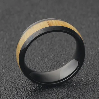Originali Raudonmedžio medienos apdaila, nerūdijančio plieno žiedas wooding žiedas medinių vestuvių žiedai Vyrams
