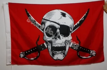 Kryžiaus Kaulai Jolly Roger Piratų Vėliava 3X5FT 150X90CM Reklama žalvario metalo skyles