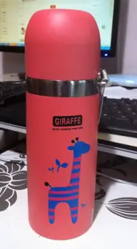 350ML Spalvinga animacinių filmų Žirafa dizaino vakuuminės kolbos šilumos puodelio Kavos Puodelis Vandens Butelis Sporto Garrafa Termica