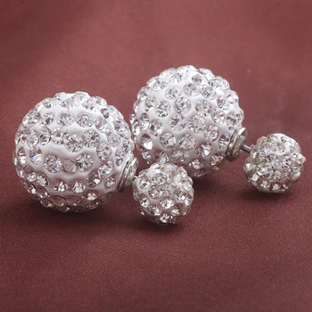 Bižuterijos Gražus Naujas mados karšto pardavimo dvipusės stud auskarai vestuvių moterų reikmenys kristalų auskarai