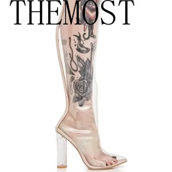 THEMOST 2017 Europos seksualus mados skaidrus batai ponios TPU odos žengia kojų, didelio dydžio moteriški batai 33-48