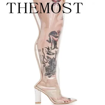 THEMOST 2017 Europos seksualus mados skaidrus batai ponios TPU odos žengia kojų, didelio dydžio moteriški batai 33-48