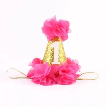 Nishine Pirmojo Gimtadienio Kepuraitės Naujagimių Plaukų Juosta Foto Rekvizitai Princess Crown Gėlių Elastinga Lankelis Mielas Dovana