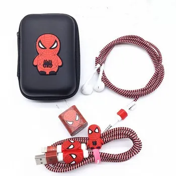 Trys Į Vieną Animacinių filmų USB Kabelis, Ausinės Raštas ausines linija užsklanda Mobiliųjų telefonų įkrovimo line duomenų kabelių apsauga