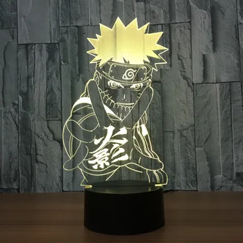 Naruto Veiksmų Skaičius, Uzumaki Naruto 3D LED Nakties Šviesos Stalo Lempa 3D Lempos Naujovė naktinė lempa Dekoracija Kalėdų Dovana
