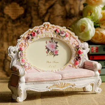 Europoje Retro Vintage Pink Gėlių Sofa Foto Rėmelį, Nuotraukos Dervos 3.5