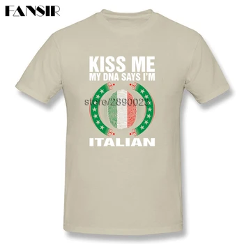 2017 Vėliau kaip Tshirts Vyrai Mano DNR Sako, kad aš esu Italija italijos vėliava Vyrų Tshirts Trumpas Rankovės O Kaklo Šeimos Drabužiai