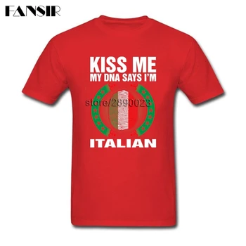2017 Vėliau kaip Tshirts Vyrai Mano DNR Sako, kad aš esu Italija italijos vėliava Vyrų Tshirts Trumpas Rankovės O Kaklo Šeimos Drabužiai