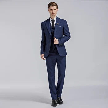 (Švarkas+Liemenė+Kelnės) vyriški kostiumai 2017 naujo stiliaus vyriški laisvalaikio mada vilnos kostiumas Vyrams aukštos kokybės vilna vestuvių kostiumai Nemokamas pristatymas