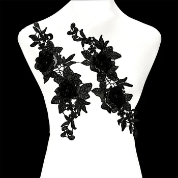 Smiry 1Pair Gražus Baltas 3D Gėlių Nėrinių Apdaila Aplikacijos Aukštos Kokybės Vestuvių Nėrinių Audinio Kostiumas Suknelė Siuvimo, Aplikacijos Amatai