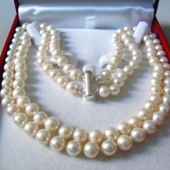 Didmeninė kaina 2 eilutės 8-9mm natūralios baltos spalvos gėlavandenių dirbtiniu būdu išaugintų perlų vėrinį 36inch apvalūs karoliukai moterų ilgos grandinės juvelyrikos YE2091