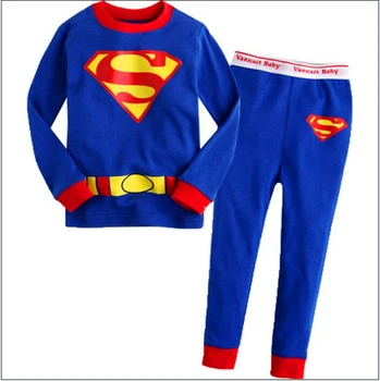 Supermenas vaikai pijamas,berniuko drabužius,naujas m. pavasario drabužių rinkinį,berniukas, mergaitė, pižamos, kūdikis sleepwear,vaikų pajama