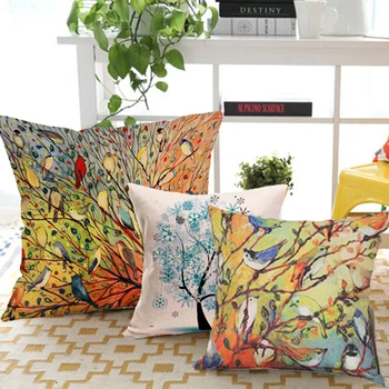 Karšto pardavimo gėlių/spalvingų medžių/gėlių spausdinti sofos pagalvėlių pagalvę už sofos /home (be pylimo)