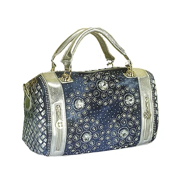 QIAN YI YUAN Prekės rankinėje Bostono Entire Mados messenger krepšys Moterims Mezgimo Deimantai stiliaus krepšys Džinsinio audinio Maišelį QYY025
