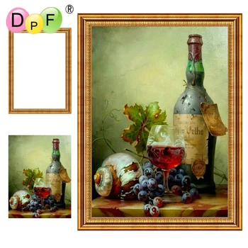 DPF Diamond Siuvinėjimo rinkinys Vyno taures 5d Turas visą Deimantų tapybos Kryželiu Įrėminti kalnų krištolas namų Dekoro tapyba