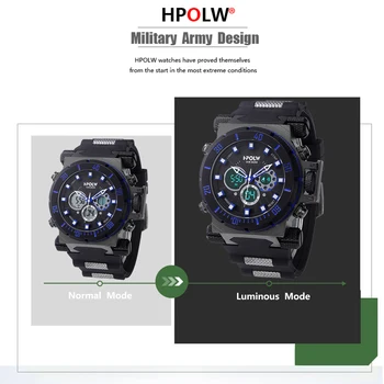 HPOLW Prabangos Prekės ženklo Vyrai Sporto Laikrodžiai Nardymo Skaitmeninis LED Karinės Žiūrėti Vyrų Mados Atsitiktinis Elektronika, Laikrodžiai Laikrodis