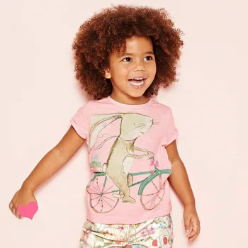 Naujas prekės ženklas Mergina t-shirt Europos stiliaus Mergaičių vasaros marškinėliai juostele animacinių filmų triušis trumpas rankovės Vaikų drabužiai, vaikams drabužiai, trišakius