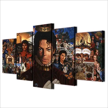 HD atspausdinta 5 gabalo drobės meno Michael Jackson plakatai, Paveikslai kambarį dekoro plakatai ir spausdina nemokamas pristatymas ny-6514