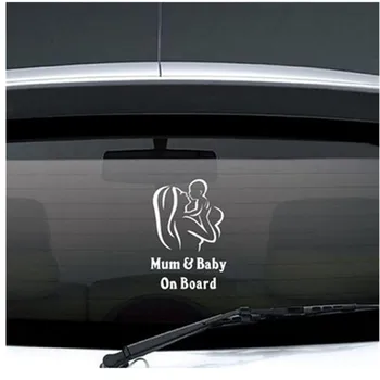 Kūrybos Mama & Baby On Board Automobilių, Sunkvežimių Lipdukai Vandeniui Juokinga Vinilo Langų Lipdukai, Priedai Naujausia Automobilių Lipdukas Naudoti Visuose Automobiliuose