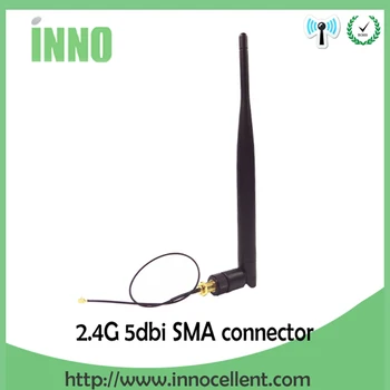 2.4 GHz 5dBi 802.11 b/g WiFi Antena Antena RP-SMA Male Bevielis Maršrutizatorius Maršrutizatorius+21cm PCI U. FL IPX prie RP SMA Male Galiuku Laidu