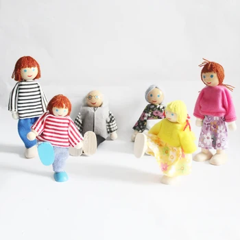 Kūdikių medinės lėlės visa šeima 6 modelius Šeimos Nariai, Tėvai, lėlių, Žaislų Rinkinys, Vaikams, Vaikų, Kalėdinės dovanos Nemokamas pristatymas
