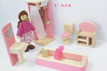1 kambario kūdikių medinės lėlės namas, vaikams, Vaikų, mediniame name su baldais virtuvės /miegamojo/ valgomasis kambarys/svetainė Kalėdų dovanos