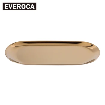 Everoca Ovalo Formos Žalvario Metalo, Nerūdijančio Plieno Laikymo Arbatos Dėklas Papuošalų Laikymo Plokštelės Vaisių Pyragas Metalo Plokštė