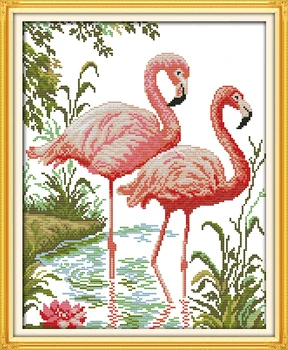Du flamingas Skaičiuojami Kryželiu 11CT Spausdinti 14CT Kryželiu Rinkinys 