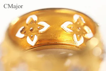 CMajor 925 sidabro papuošalai tuščiaviduriai keturių lapų dobilų žiedai elegantiška vintage rūmuose aukso St. Patrick ' s Day žiedai moterims