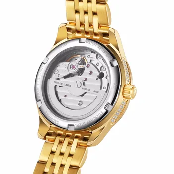 BINLUN Moterų 18K Aukso Automatinis Mechaninis laikrodis Deimantas atsparus Vandeniui Prabangių Gėlių Rinkimas Šviesos Analoginis Rankiniai Laikrodžiai Moterims