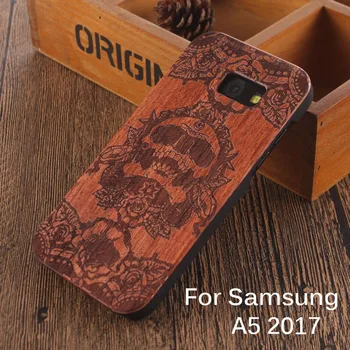 Mumija Retro Galvos Kaukolės Modelis, Drožyba, Medienos Case for Samsung Galaxy A5 2017 Mediniai Atvejais Apima samsung galaxy A5 2017