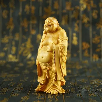 TNUKK Subtilus, Mielas Kinijos Tradicinių Amatų Boxwood Maitrėjos Statula - Šypsena Dažnai Atvira