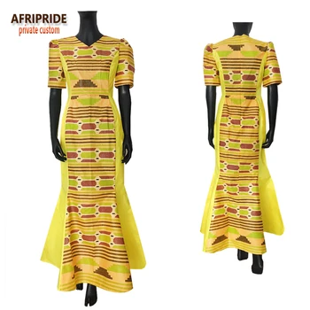 2017 afrikos suknelė moterims AFRIPRIDE privačių užsakymą trumpas rankovės kulkšnies ilgis tradicinis moterų suknelė grynos medvilnės A722571