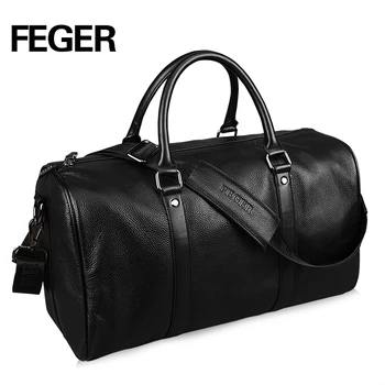FEGER prekės ženklo mados extra large savaitgalį duffel krepšys didelis natūralios odos verslo vyriški kelionės krepšys populiarus dizainas duffle