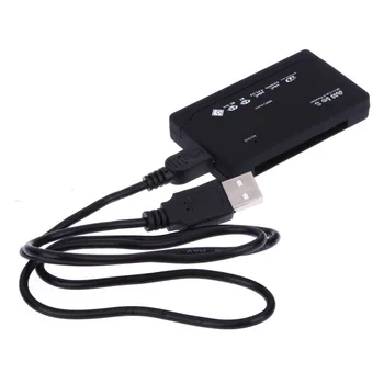 Juoda Viskas Viename Atminties Kortelės Skaitytuvas USB Išorės Cardreader SD SDHC ir Mini Micro M2 MMC XD PLG Reader, MP3, Skaitmeninis fotoaparatas