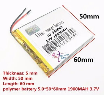 SD505060 505060 3,7 v ličio polimerų baterija 505060 lipo ląstelių 3.7 v 1900MAH ličio Įkraunamas baterijas, batery