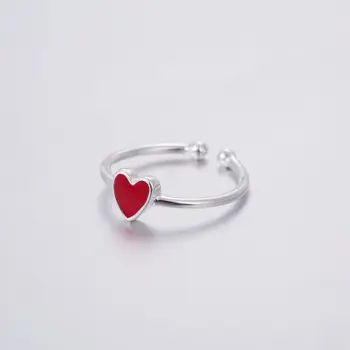 Shuangshuo Senovinių Raudonų Širdies Žiedai Moterims, Reguliuojamas Mažos Širdies Žiedas Nustatyti Šalies Mados, Papuošalai, Vestuviniai Žiedai bague anillos