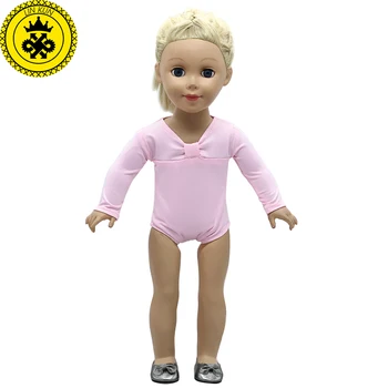 Amerikos Mergina Lėlės Drabužiai Rausvos spalvos, ilgomis Rankovėmis Jumpsuit maudymosi kostiumėlį, tinka 18 colių Amerikos Mergina Lėlės Priedai 557