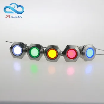10 VNT. LED metalo lemputė 19 mm, metalo šviesos perspėjimas automobilių šviesos 3V 6 V, 12 v 24V36v 48v 220Vred žalia geltona mėlyna ir balta