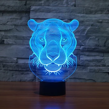 2017 Atostogų Dovanų LED Žibintai Naujovė Tigras, Liūtas formos Septynių Spalvų Namų Apšvietimo 3D Stalo Lempa USB naktinė lempa Luces Navidad