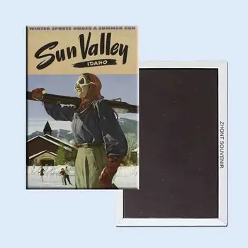 Sun Valley Idaho Žiemos Sportas Pagal Vasaros Saulė 24150 Retro nostalgija, šaldytuvas magnetai