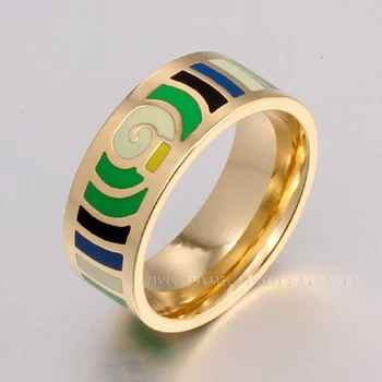 Prekės Išskirtinis, Elegantiškas Klasikinis Geometrijos Juostele Spalvos Žiedas Emalio Žiedai Moterims Išskirtinį Plieno Papuošalai Motinos Jubiliejų Gif