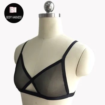 Naujas dizainas!permatomas gazas diržas liemenėlė seksualus apatinis trikotažas moterims Harajuku Gotikos kūno pakinktai juoda nelaisvėje apatinis trikotažas diržai
