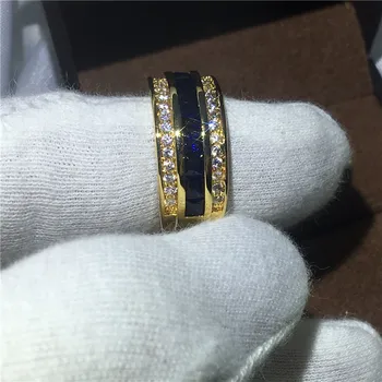 2017 metų Vyras Juostos Žiedas 3mm birthstone Cz 5A Cirkonis akmuo Šalies Dalyvavimas vestuvių juostoje žiedas Vyrams Geltonos aukso Papuošalai užpildyti