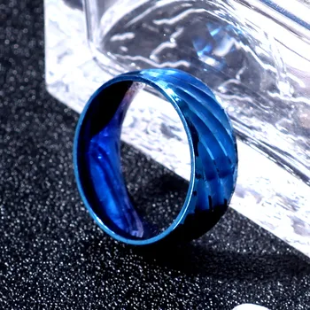 8mm vyriški Titano Žiedai, vyriški Šaliai, Papuošalai Vestuvių Mėlyna Sužadėtuvių Žiedai