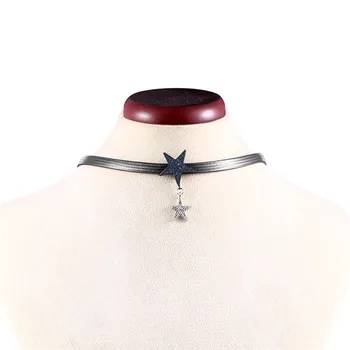 2018 Ms Betti Naujas paprastas madingo dizaino putojantis žvaigždė odos choker karoliai su iš Swarovski kristalų moterims