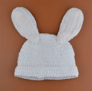 Nėrimo White Rabbit Kūdikių Mergaičių Skrybėlę Vystyklų Rinkinys Megzti Naujagimio Lyties Fotografijos Rekvizitai Berniukas Mergaitė Gyvūnų Kostiumas 0-6M MZS-15019