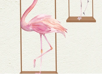 Foto tapetai aukštos kokybės 3d efektas cartoon vaikų kambario sienos freskos pink flamingo miegamojo kambarį foną