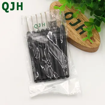 QJH Prekės puošybinės Nustatyti 8Pcs Dydžių 1.0-2.75 mm juodo Plastiko rankena, Aliuminio Kablys Mezgimo, Pynimo 