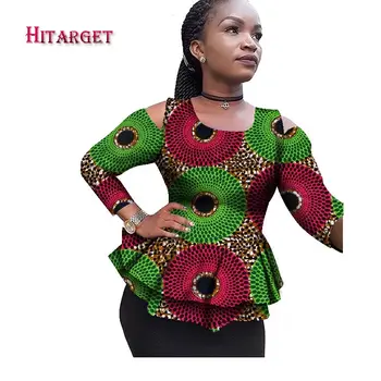 2017 Naujas Dashiki Afrikos Moterų Drabužių heidi bazin Riche 2017 Mados Elegantiškas O-Kaklo Derliaus Top Marškinėliai Ankara Afrikos Drabužių WY2100